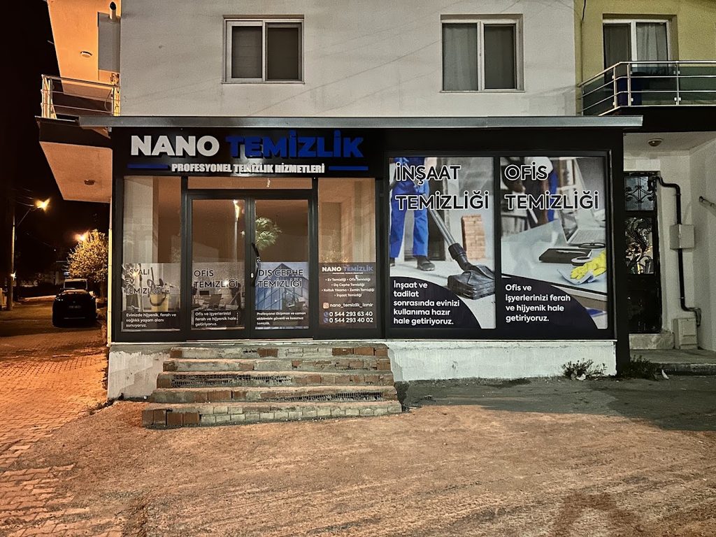 Menemen Nano Temizlik ışıklı kutu harf tabela ve cam folyo kaplama